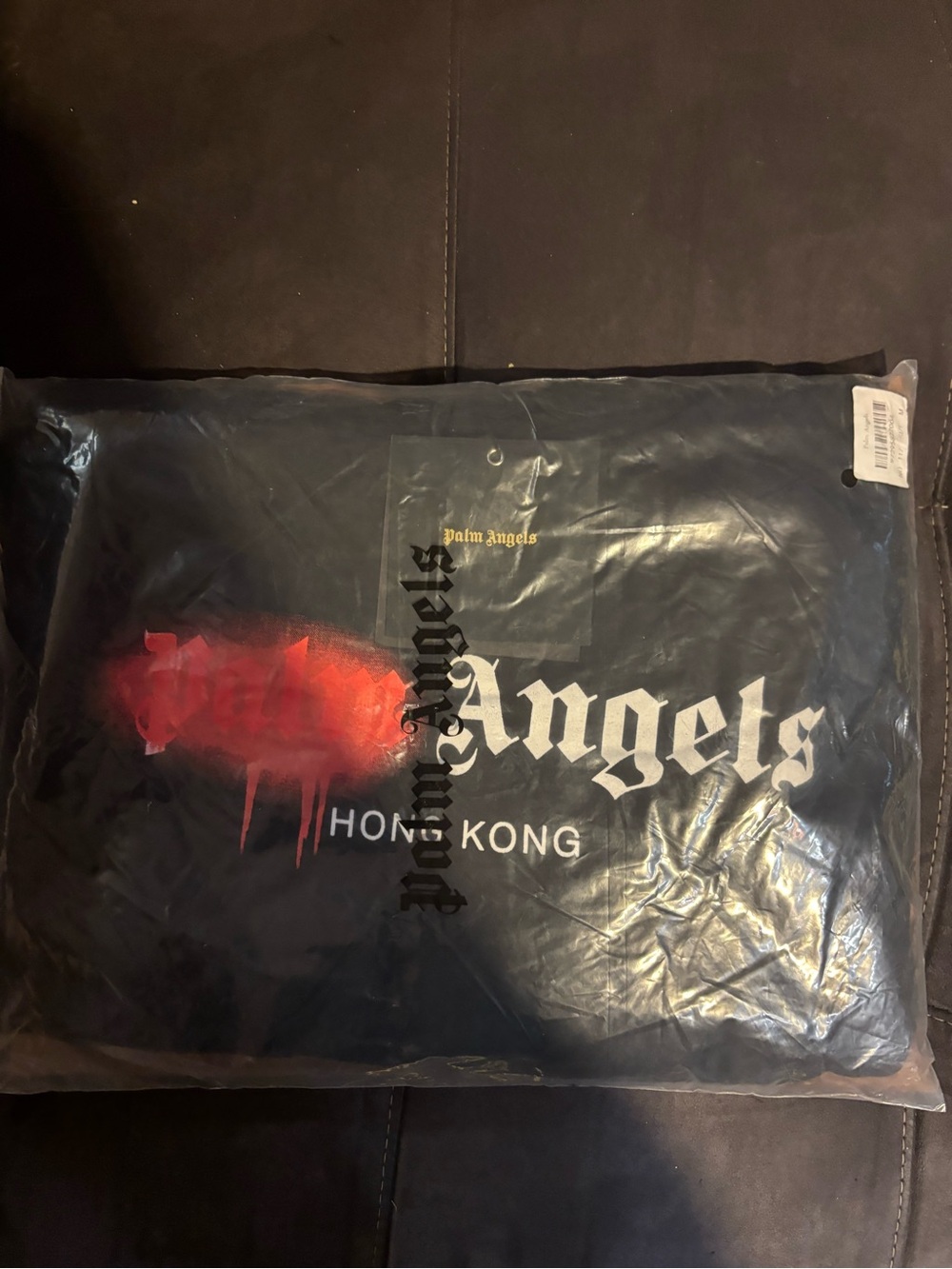 Palm Angels Black Home Accent with White Logo and Red Paint-Splash